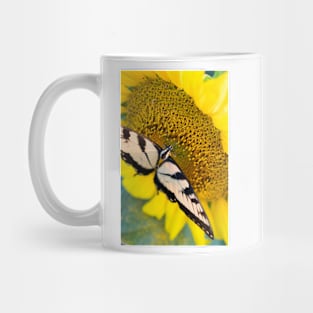 Butterfly on a sunflower Mug